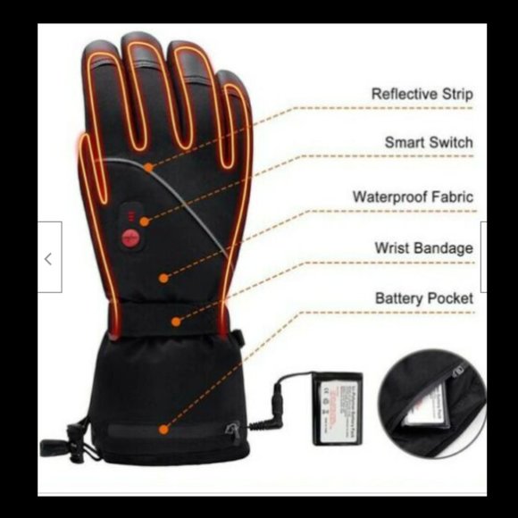 Men's Large Heated Gloves (104-140^F) 3-Way Heat Switch W/Rechargeable Batteries - Picture 7 of 8